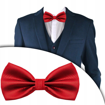 MUSZKA Męska Jednokolorowa CZERWONA Elegancka Mucha w Pudełku Pako Jeans