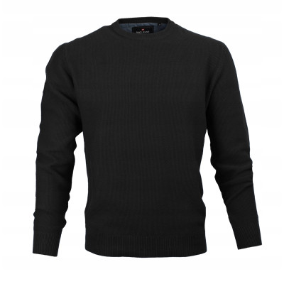 Elegancki SWETER Męski GALANT Klasyczny CZARNY Bawełniany Pako Jeans + Pudełko - Pakojeans.pl