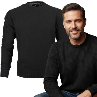 Elegancki SWETER Męski GALANT Klasyczny CZARNY Bawełniany Pako Jeans + Pudełko - Pakojeans.pl