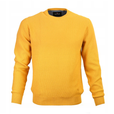 Elegancki SWETER Męski GALANT Klasyczny ŻÓŁTY Bawełniany Pako Jeans + Pudełko - Pakojeans.pl