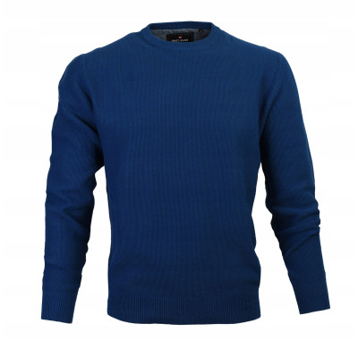 Elegancki SWETER Męski GALANT Klasyczny GRANATOWY Bawełniany Pako Jeans + Pudełko - Pakojeans.pl