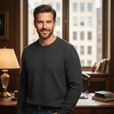 Elegancki SWETER Męski ELEGANT Klasyczny GRAFITOWY Bawełniany Pako Jeans + Pudełko - Pakojeans.pl