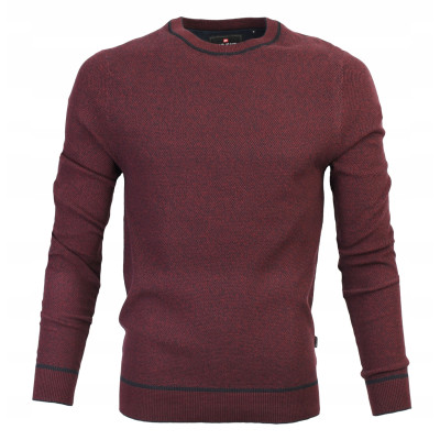 Elegancki SWETER Męski BORDOWY Melanż Bawełniany DANDYS Pako Jeans + Pudełko - Pakojeans.pl