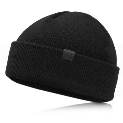 Czapka dokerka zimowa dwuwarstwowa męska CZARNA - Pakojeans.pl