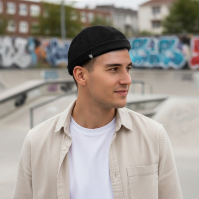 Czapka DOKERKA krótka leonka bez daszka CZARNA - Pakojeans.pl