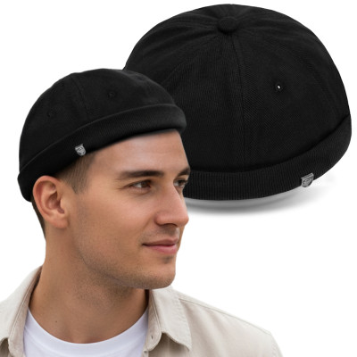 Czapka DOKERKA krótka leonka bez daszka CZARNA - Pakojeans.pl