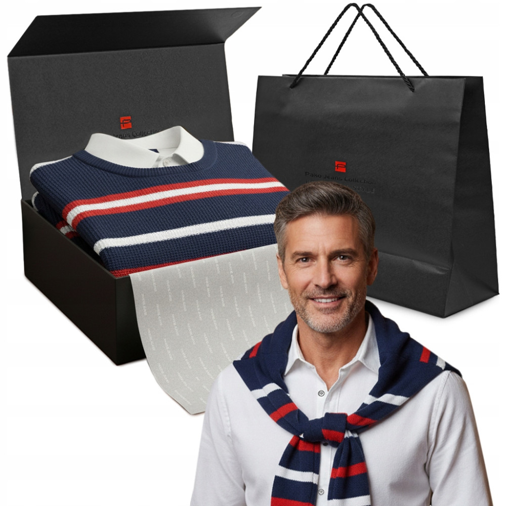 Zestaw męski premium - koszula i sweter, elegancki prezent dla mężczyzny - Pakojeans.pl