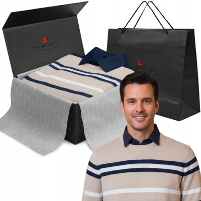 Zestaw męski premium - koszula i sweter, elegancki prezent dla mężczyzny - Pakojeans.pl