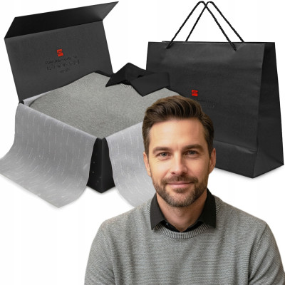 Zestaw męski premium - koszula i sweter, elegancki prezent dla mężczyzny - Pakojeans.pl