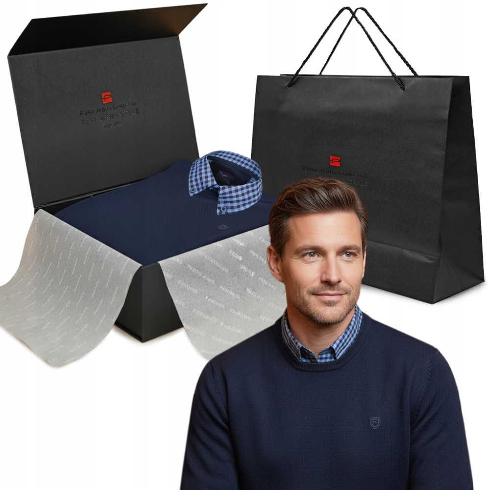 Zestaw męski premium - koszula i sweter, elegancki prezent dla mężczyzny - Pakojeans.pl Zestaw męski premium - koszula i sweter, elegancki prezent dla mężczyzny - Pakojeans.pl