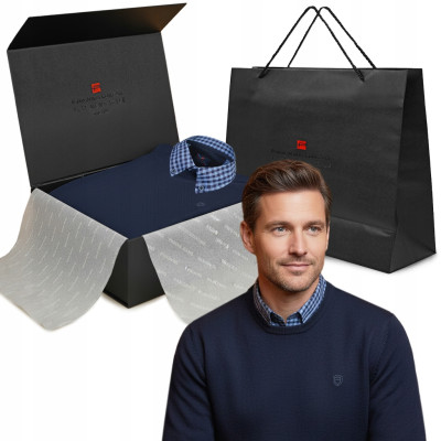 Zestaw męski premium - koszula i sweter, elegancki prezent dla mężczyzny - Pakojeans.pl