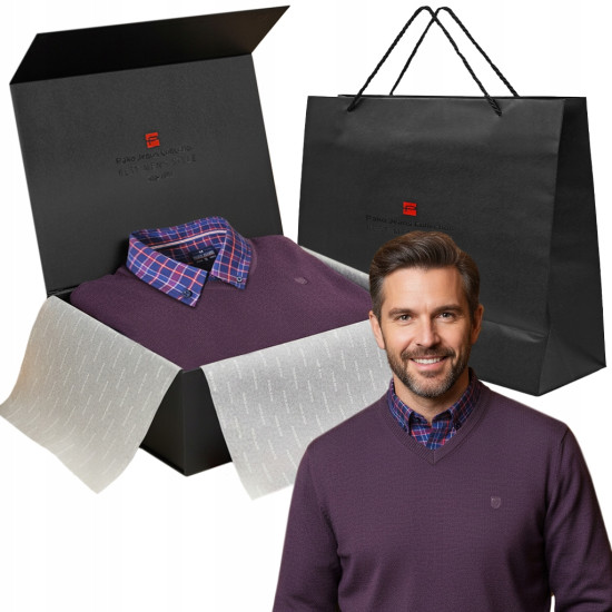Zestaw męski premium - koszula i sweter, elegancki prezent dla mężczyzny - Pakojeans.pl