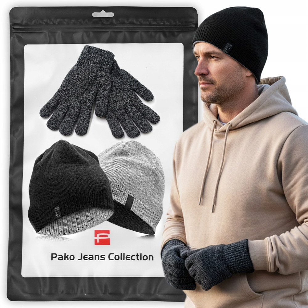 CZAPKA Dwustronna i RĘKAWICZKI Zestaw na Zimę Dla Niego Pako Jeans - Pakojeans.pl CZAPKA Dwustronna i RĘKAWICZKI Zestaw na Zimę Dla Niego Pako Jeans - Pakojeans.pl