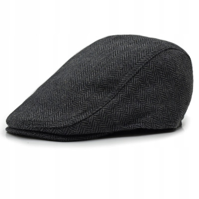 Kaszkiet Męski Zimowy Ocieplany Elegancka Czapka w Jodełkę Pako Jeans - Pakojeans.pl