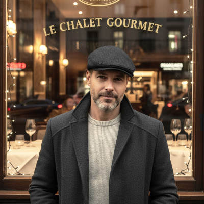 Kaszkiet Męski Zimowy Ocieplany Elegancka Czapka w Jodełkę Pako Jeans - Pakojeans.pl