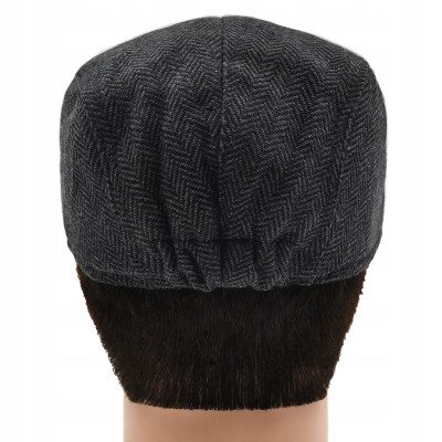 Kaszkiet Męski Zimowy Ocieplany Elegancka Czapka w Jodełkę Pako Jeans - Pakojeans.pl