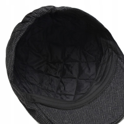 Kaszkiet Męski Zimowy Ocieplany Elegancka Czapka w Jodełkę Pako Jeans - Pakojeans.pl