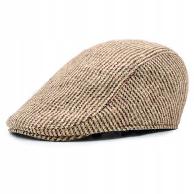 Kaszkiet Męski Zimowy Ocieplany Elegancka Czapka w Kratkę Pako Jeans - Pakojeans.pl