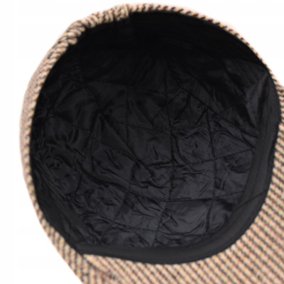 Kaszkiet Męski Zimowy Ocieplany Elegancka Czapka w Kratkę Pako Jeans - Pakojeans.pl