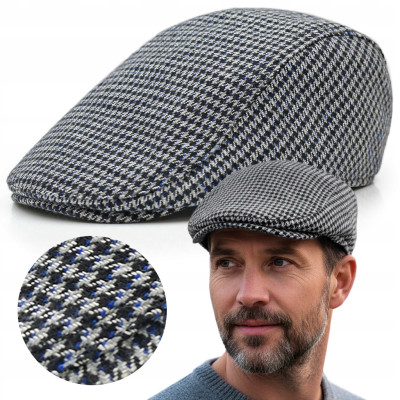 Kaszkiet Męski Zimowy Ocieplany Elegancka Czapka w Peptikę Pako Jeans - Pakojeans.pl