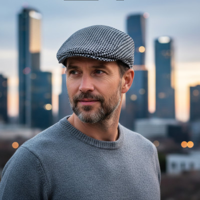 Kaszkiet Męski Zimowy Ocieplany Elegancka Czapka w Peptikę Pako Jeans - Pakojeans.pl