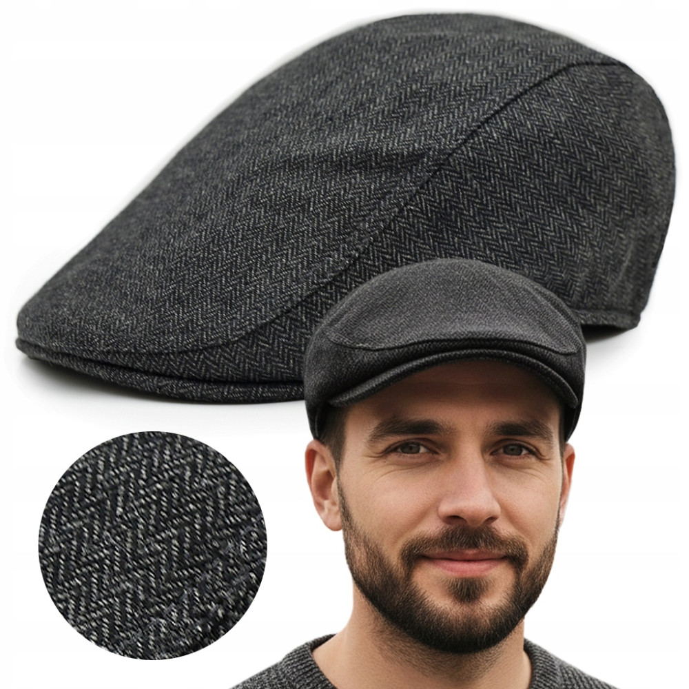 Kaszkiet Męski Zimowy Ocieplany Elegancka Czapka w Jodełkę Pako Jeans - Pakojeans.pl Kaszkiet Męski Zimowy Ocieplany Elegancka Czapka w Jodełkę Pako Jeans - Pakojeans.pl