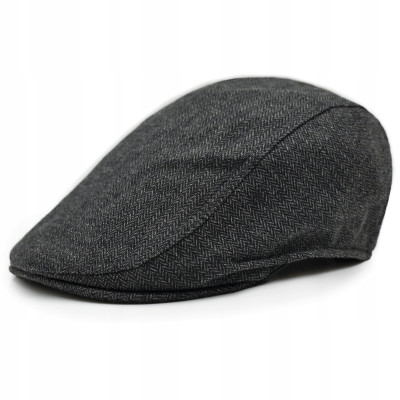 Kaszkiet Męski Zimowy Ocieplany Elegancka Czapka w Jodełkę Pako Jeans - Pakojeans.pl