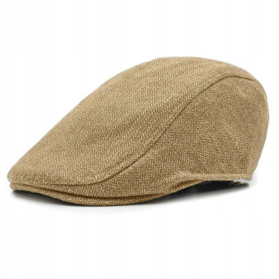 Kaszkiet Męski Zimowy Ocieplany Elegancka Czapka w Jodełkę Pako Jeans - Pakojeans.pl