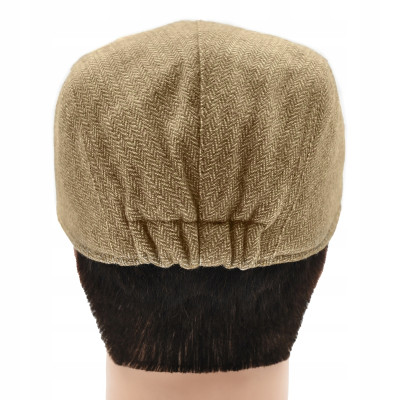 Kaszkiet Męski Zimowy Ocieplany Elegancka Czapka w Jodełkę Pako Jeans - Pakojeans.pl