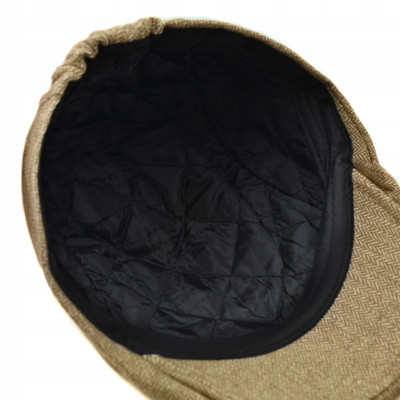 Kaszkiet Męski Zimowy Ocieplany Elegancka Czapka w Jodełkę Pako Jeans - Pakojeans.pl