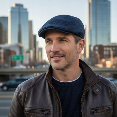 Kaszkiet Męski Zimowy Ocieplany Elegancka Czapka w Jodełkę Pako Jeans - Pakojeans.pl