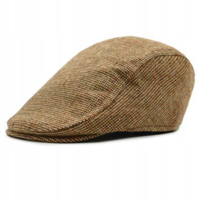 Kaszkiet Męski Zimowy Ocieplany Elegancka Czapka Krata 30% Wełny Pako Jeans - Pakojeans.pl