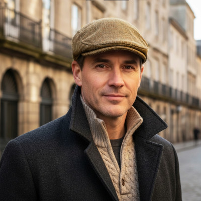 Kaszkiet Męski Zimowy Ocieplany Elegancka Czapka Krata 30% Wełny Pako Jeans - Pakojeans.pl