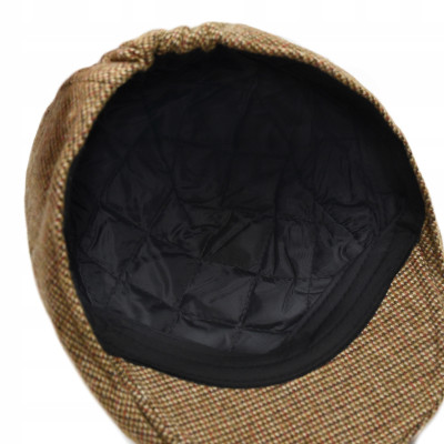 Kaszkiet Męski Zimowy Ocieplany Elegancka Czapka Krata 30% Wełny Pako Jeans - Pakojeans.pl