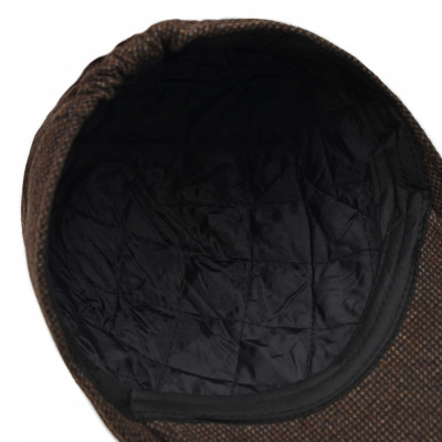 Kaszkiet Męski Zimowy Ocieplany Elegancka Czapka Krata 30% Wełny Pako Jeans - Pakojeans.pl