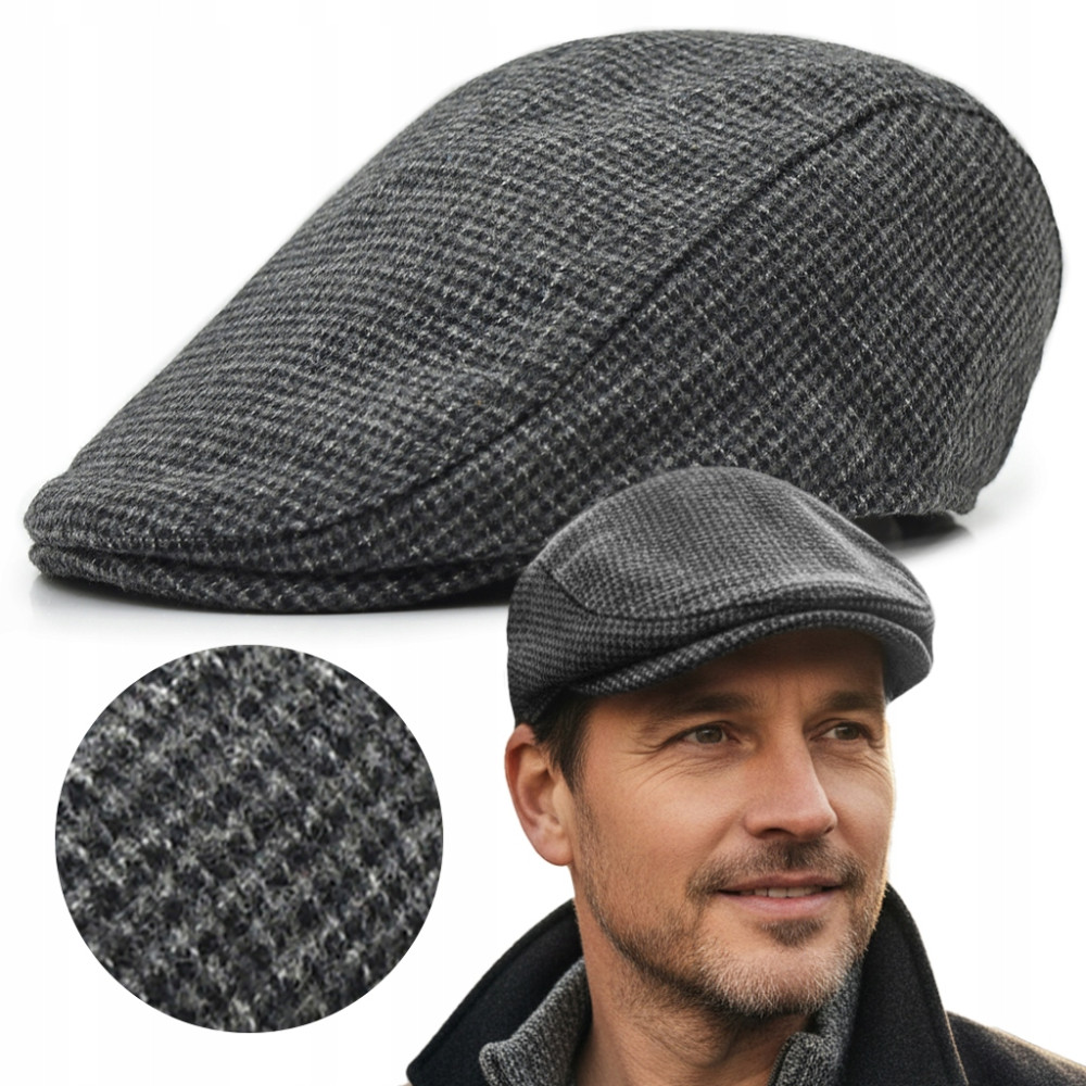 Kaszkiet Męski Zimowy Ocieplany Elegancka Czapka Krata 50% Wełny Pako Jeans - Pakojeans.pl Kaszkiet Męski Zimowy Ocieplany Elegancka Czapka Krata 50% Wełny Pako Jeans - Pakojeans.pl