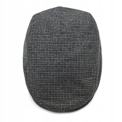 Kaszkiet Męski Zimowy Ocieplany Elegancka Czapka Krata 50% Wełny Pako Jeans - Pakojeans.pl