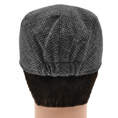 Kaszkiet Męski Zimowy Ocieplany Elegancka Czapka Krata 50% Wełny Pako Jeans - Pakojeans.pl