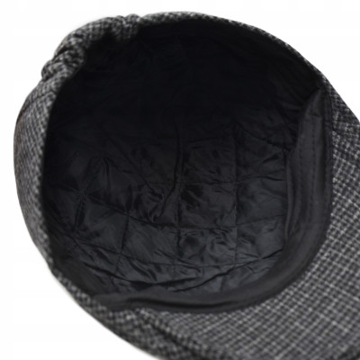 Kaszkiet Męski Zimowy Ocieplany Elegancka Czapka Krata 50% Wełny Pako Jeans - Pakojeans.pl