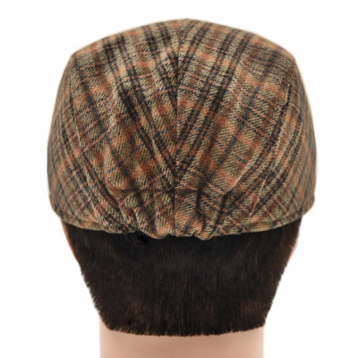 Kaszkiet Męski Zimowy Ocieplany Elegancka Czapka Krata 50% Wełny Pako Jeans - Pakojeans.pl