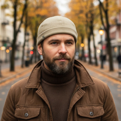 Czapka DOKERKA krótka leonka bez daszka JASNOBEŻOWA - Pakojeans.pl