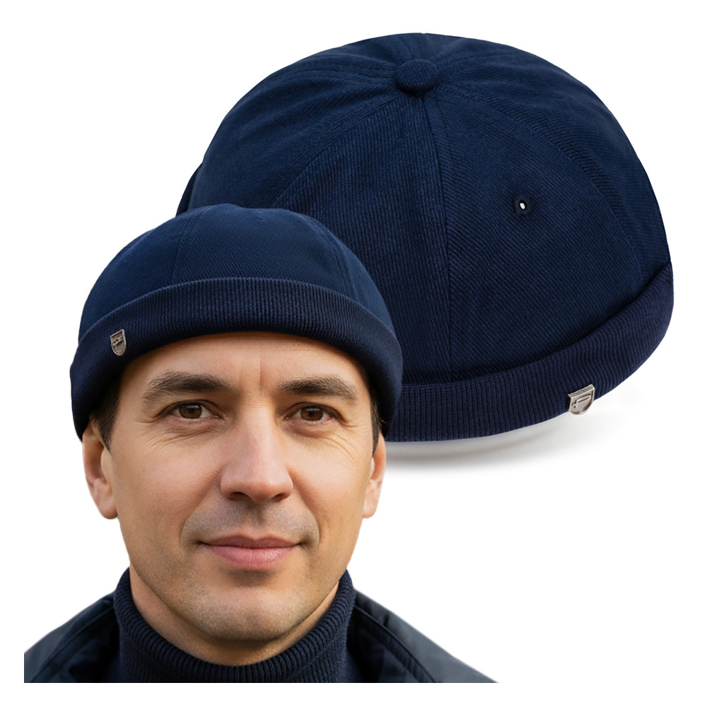 Czapka DOKERKA krótka leonka bez daszka GRANATOWA - Pakojeans.pl