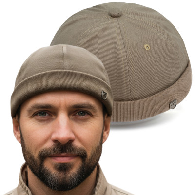 Czapka DOKERKA krótka leonka bez daszka JASNOBRĄZOWA - Pakojeans.pl