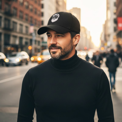 Czapka z daszkiem męska bejsbolówka bawełniana dla BRODACZA BARBER haft CZARNA - Pakojeans.pl