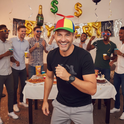 Czapka ze śmigłem tęczowa gadżet wiatrak kolorowa zielona - Pakojeans.pl