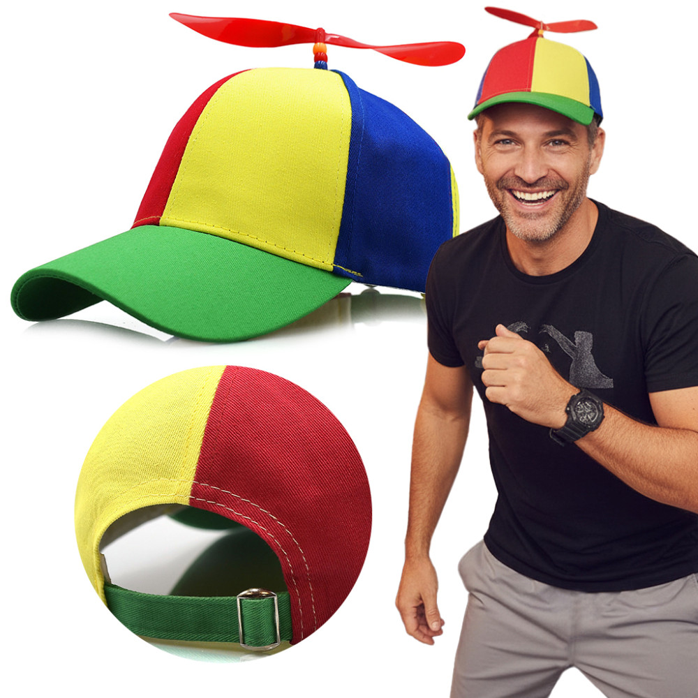 Czapka ze śmigłem tęczowa gadżet wiatrak kolorowa zielona - Pakojeans.pl