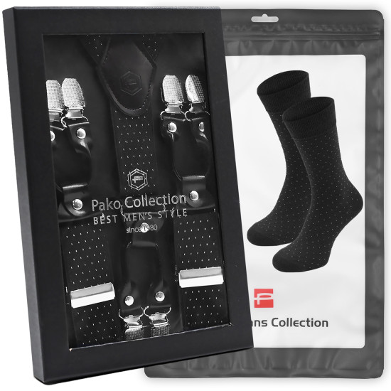 Elegancki PREZENT dla Mężczyzny ZESTAW Premium Szelki i Skarpety Pako Jeans - Pakojeans.pl