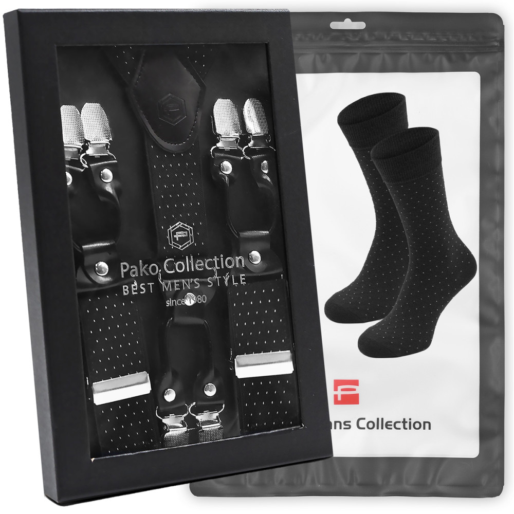 Elegancki PREZENT dla Mężczyzny ZESTAW Premium Szelki i Skarpety Pako Jeans - Pakojeans.pl