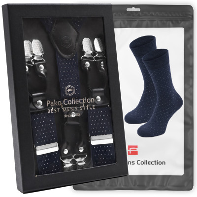 Elegancki PREZENT dla Mężczyzny ZESTAW Premium Szelki i Skarpety Pako Jeans - Pakojeans.pl