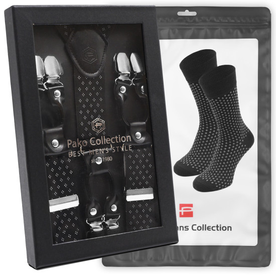 Elegancki PREZENT dla Mężczyzny ZESTAW Premium Szelki i Skarpety Pako Jeans - Pakojeans.pl